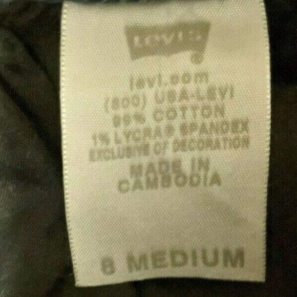 Levis 542 Jean Shorts  Women's Size 8  Lowrise Cut-off Black Denim w Flap Pocket - Picture 8 of 9